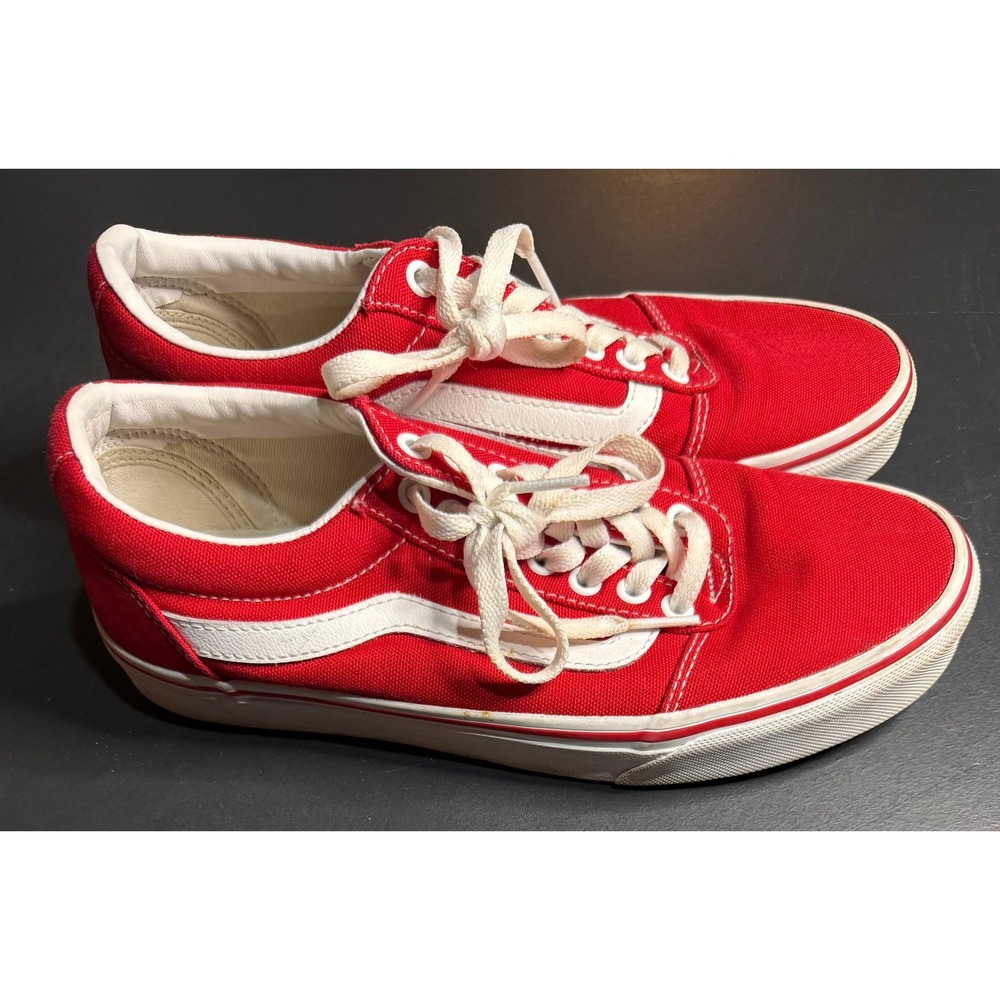 Vans Ward Low Top Sneakers Mens 7.5 Red Canvas Lace Up Skate Shoes - Picture 2 of 14